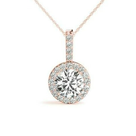 Catalina Lab Grown Diamond Halo Pendant & Chain (1 ct TDW)
