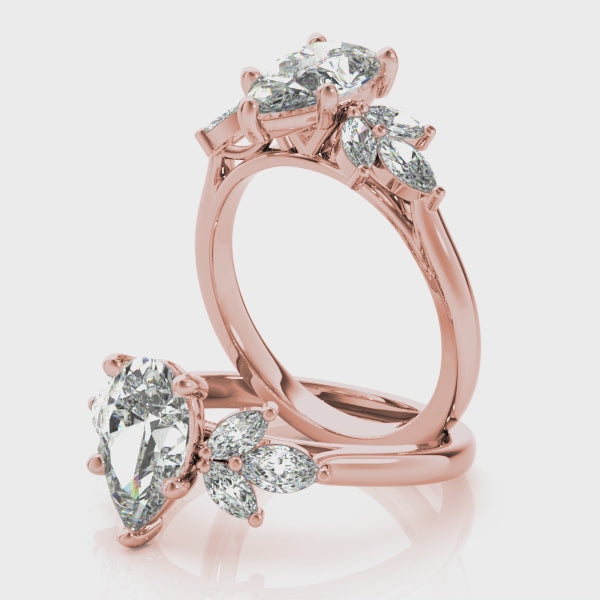 April Pear Shaped Diamond Engagement Ring Setting