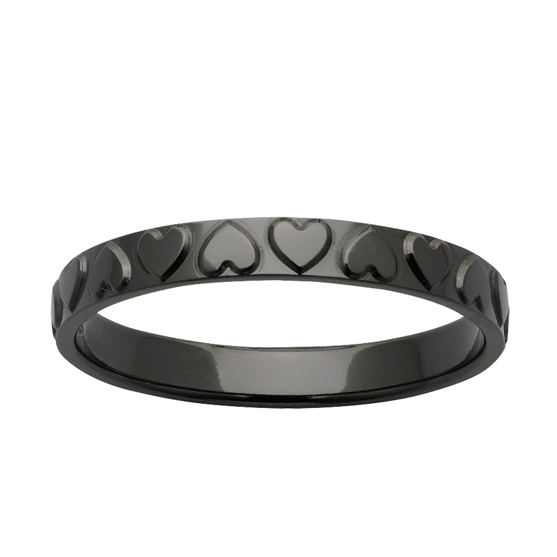 Custom Black Zirconium Heart Women's Ring