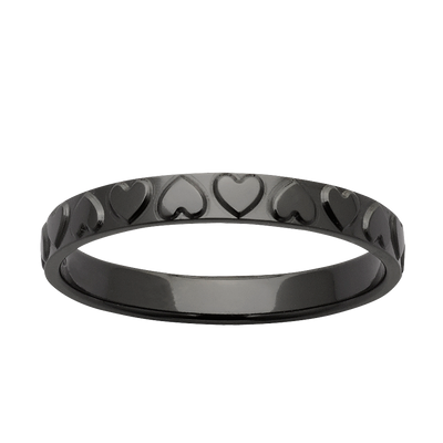 Custom Black Zirconium Heart Women's Ring