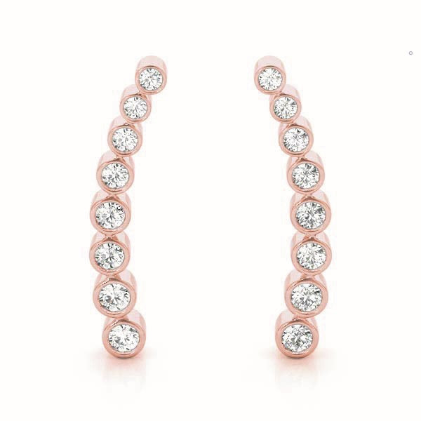 Elka Lab Grown Diamond Bezel Set Journey Climber Earrings 0.33ct TDW