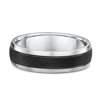 Rounded White Gold and Carbon Fibre Wedding Ring - 588B00