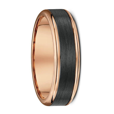 Rose Gold and Carbon Fibre Wedding Ring - 590B00