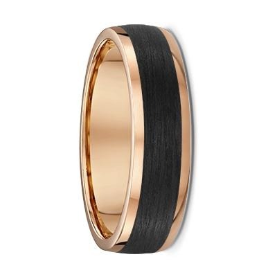 Rounded Rose Gold and Carbon Fibre Wedding Ring - 591B00