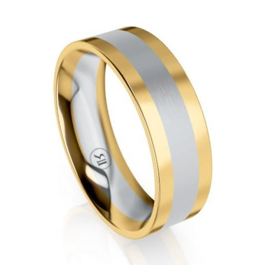 Platinum & Gold Centre Stripe Wedding Ring