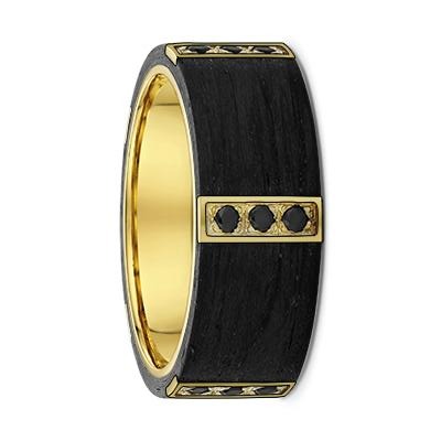 Black Diamonds Gold and Carbon Fibre Piepecut Wedding Ring - 670B00