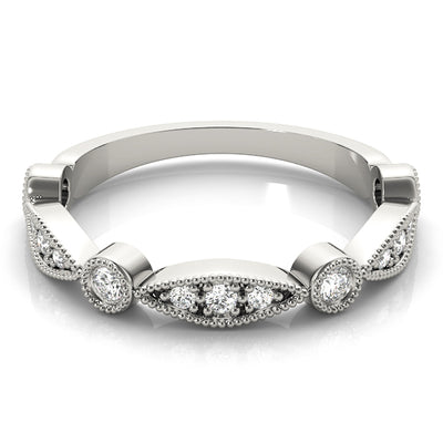 Multi Shape Milgrain Bezel Diamond Stacker Wedding Ring
