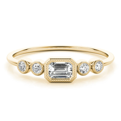 Louisa Emerald Cut Milgrain Diamond Ring