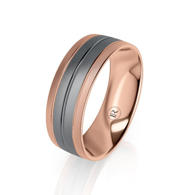 Double Gold and Tantalum Centre Wedding Ring