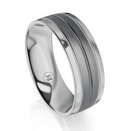 Double Gold and Tantalum Centre Wedding Ring