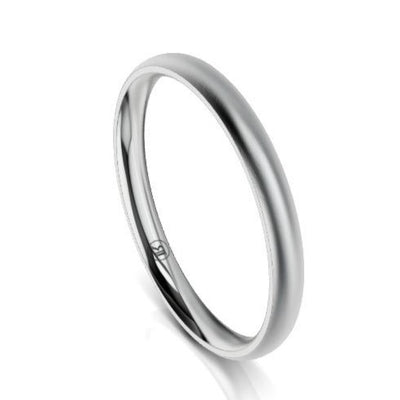 Women's Half Dome Luxe Comfort Fit Wedding Ring (AB) - Platinum