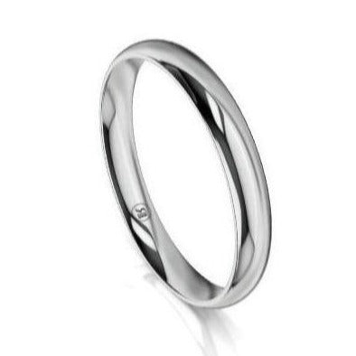 Women's High Dome Comfort Fit Wedding Ring (AD) - White Gold