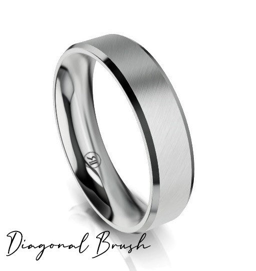 Bevelled Edge Comfort Fit Wedding Ring (AS) - Platinum