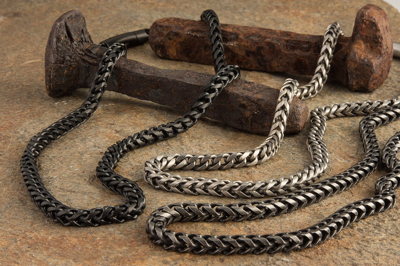 Gauntlet Steel Necklace Chain -  Aged Steel (6mm)