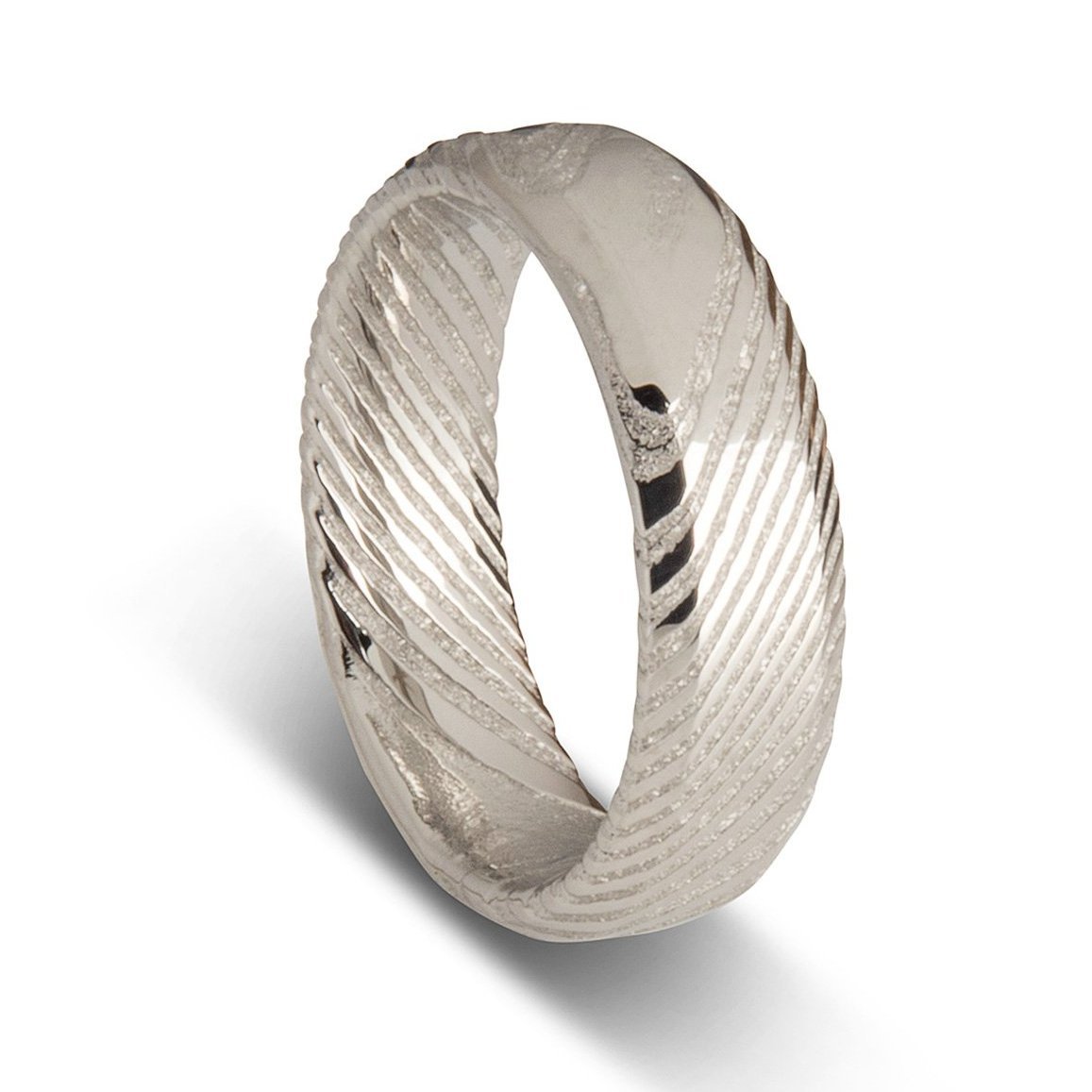 Custom Round Damascus Steel Mens Wedding Ring