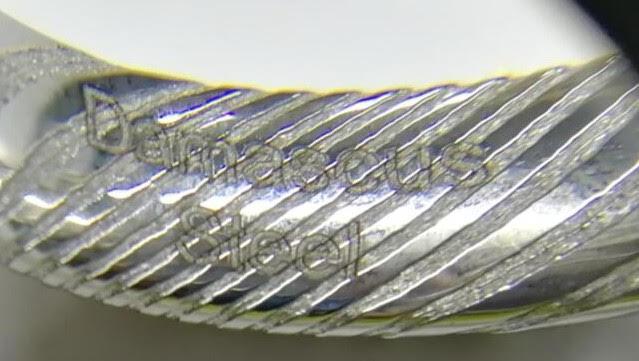 Custom Damascus Steel Mens Wedding Ring with Polished Edges & Inlay