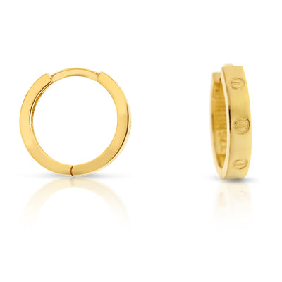 9ct Yellow Gold Square Tube Huggie Earrings