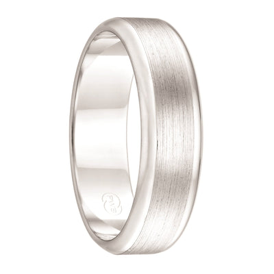 White Gold Men's Wedding Ring with Brushed Finish (F3511)