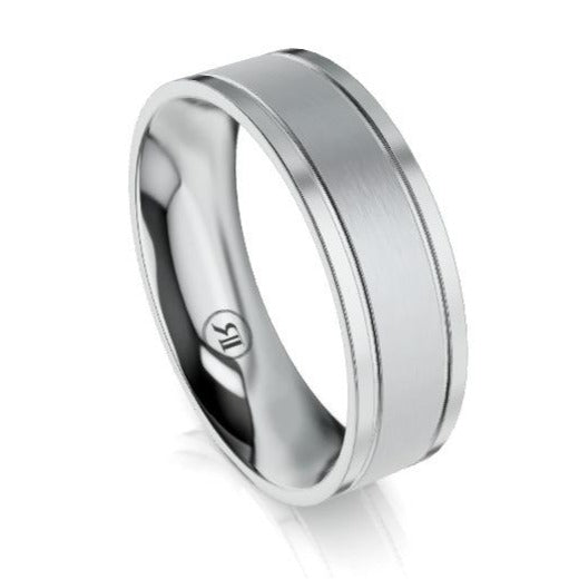 The Winchester White Gold Dual Grooved Wedding Ring