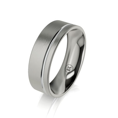 Offset Titanium and Gold Groove Wedding Ring (IN1396)