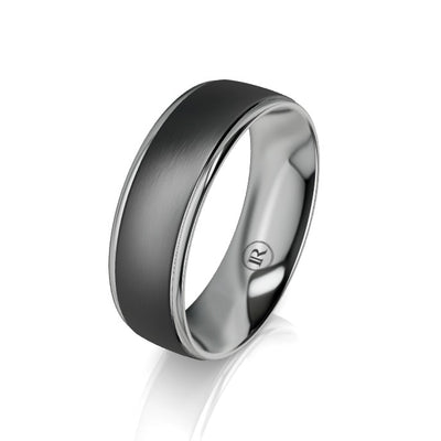 The Ashton Black Zirconium and Grey Zirconium Edged Wedding Ring