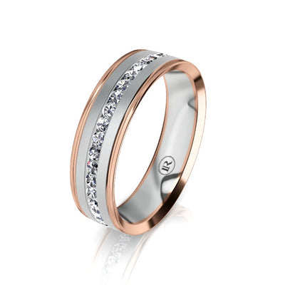 The Edison Two Tone White Gold Inner Diamond Mens Wedding Ring