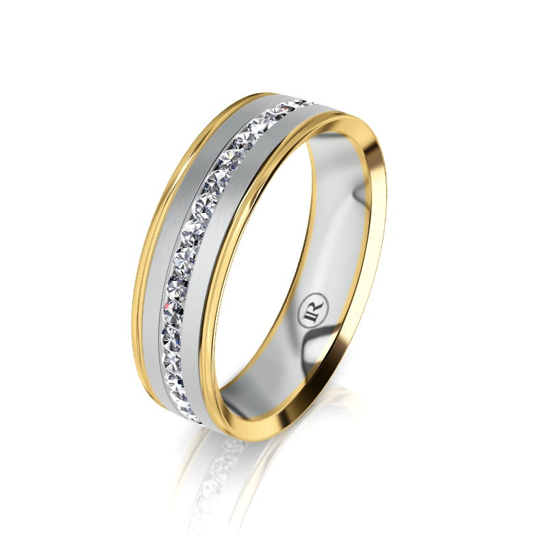 The Edison Two Tone White Gold Inner Diamond Mens Wedding Ring