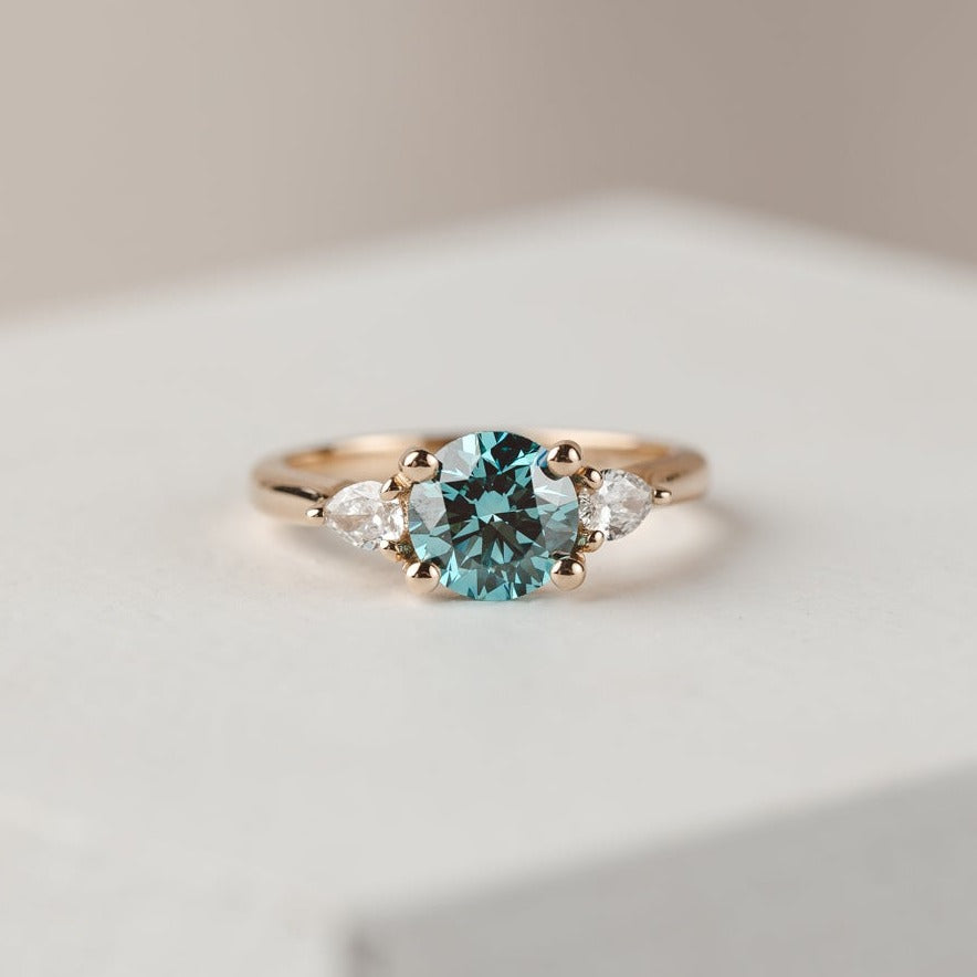 Charlotte Blue Lab Grown Diamond Engagement Ring – KAVALRI