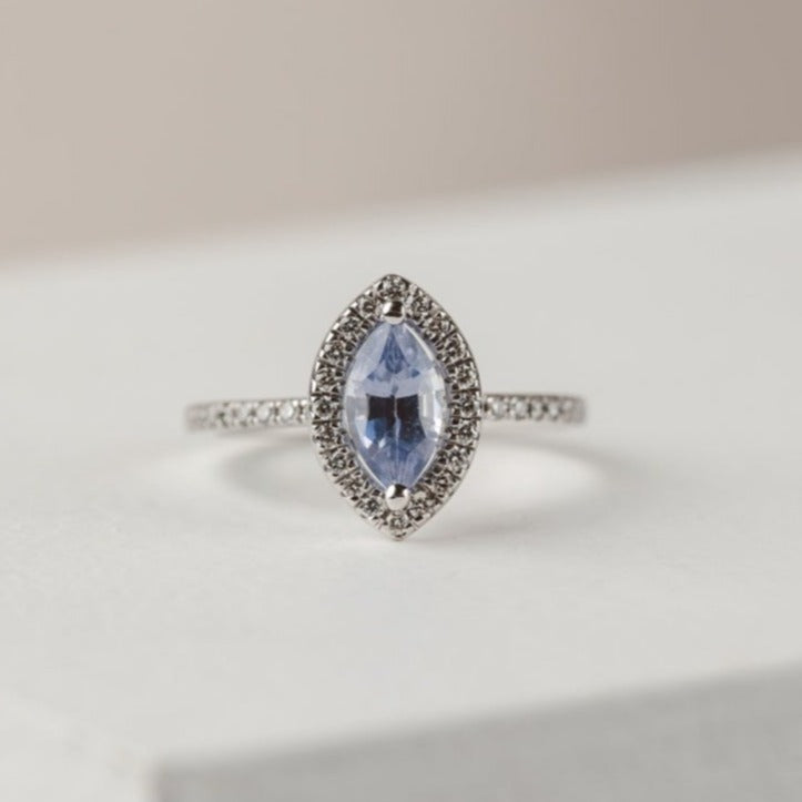 Tiara Halo Sapphire Ring