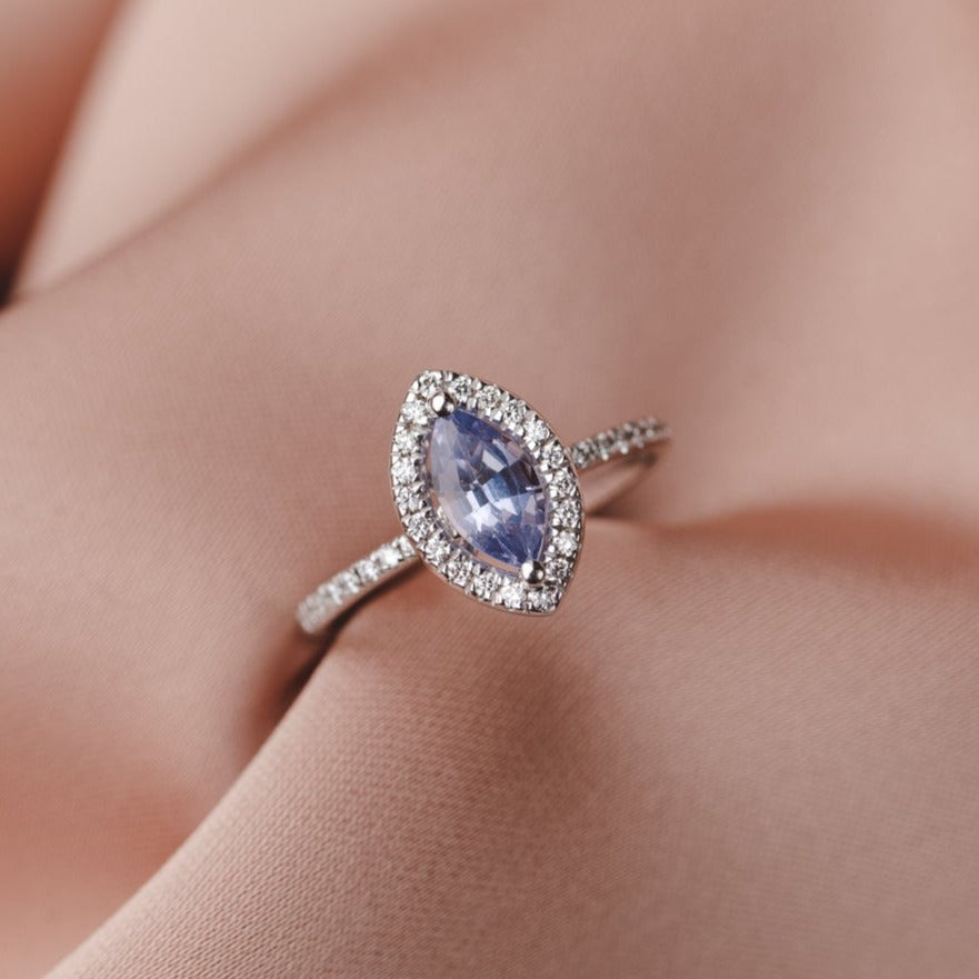 Tiara Halo Sapphire Ring