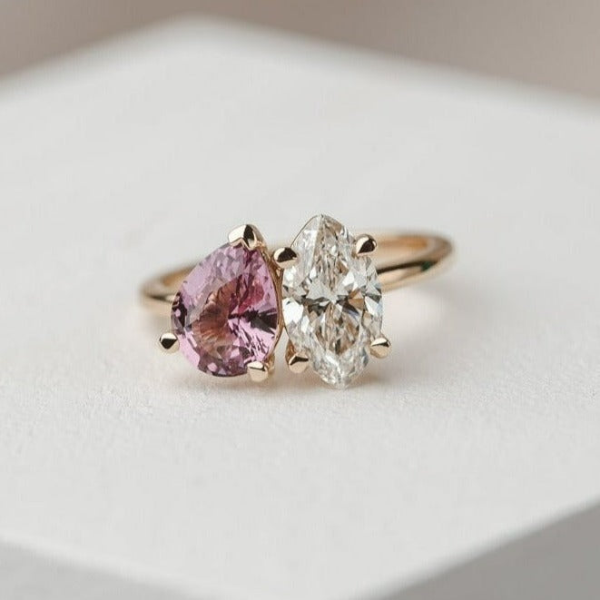 Lara Toi et Moi Pink Sapphire and Lab Diamond Ring – KAVALRI