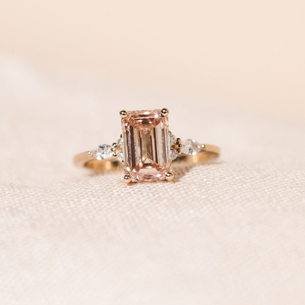 Willow Pink Emerald Lab Grown Diamond Ring