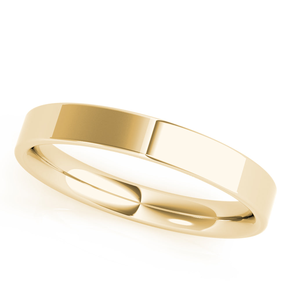 Plain Flat Wedding Band 14k Polished Gold Comfort Fit Ring