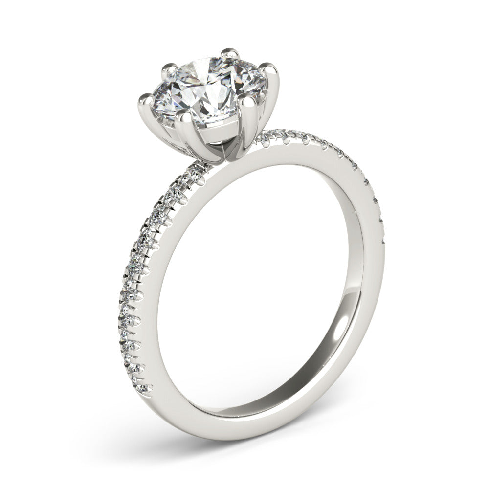 Alyssa 6-Prong Round Diamond Engagement Ring Setting (without Hidden Halo)