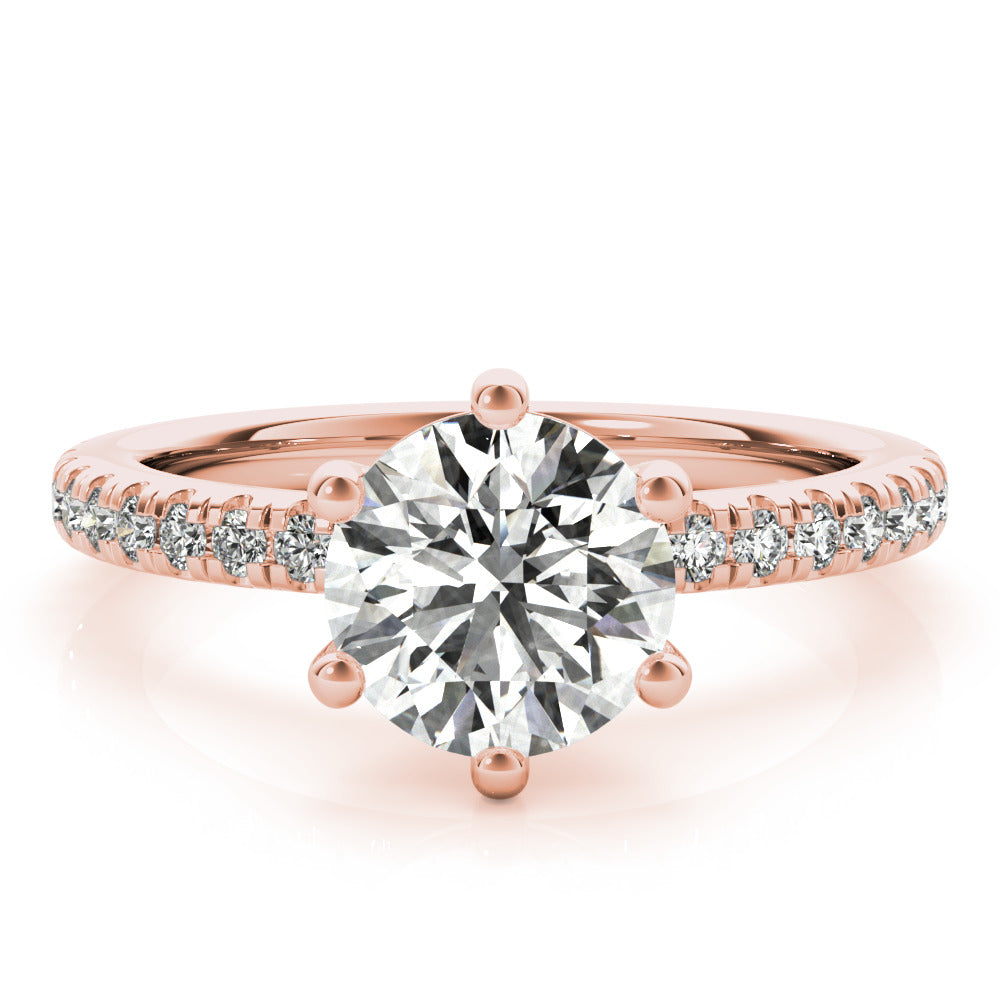 Alyssa 6-Prong Round Diamond Engagement Ring Setting (without Hidden Halo)