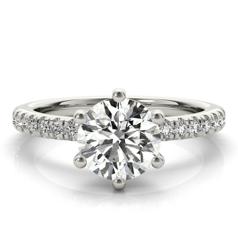 Alyssa 6-Prong Round Diamond Engagement Ring Setting (without Hidden Halo)