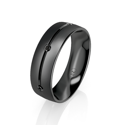 Black Zirconium Wedding Ring with Black Diamonds