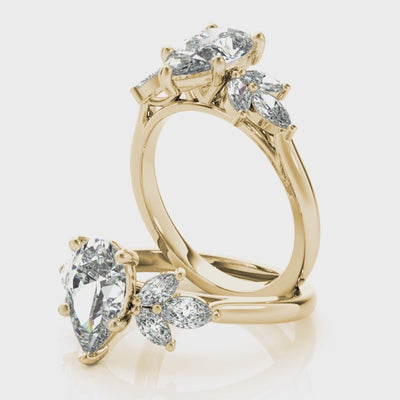 April Pear Shaped Diamond Engagement Ring Setting
