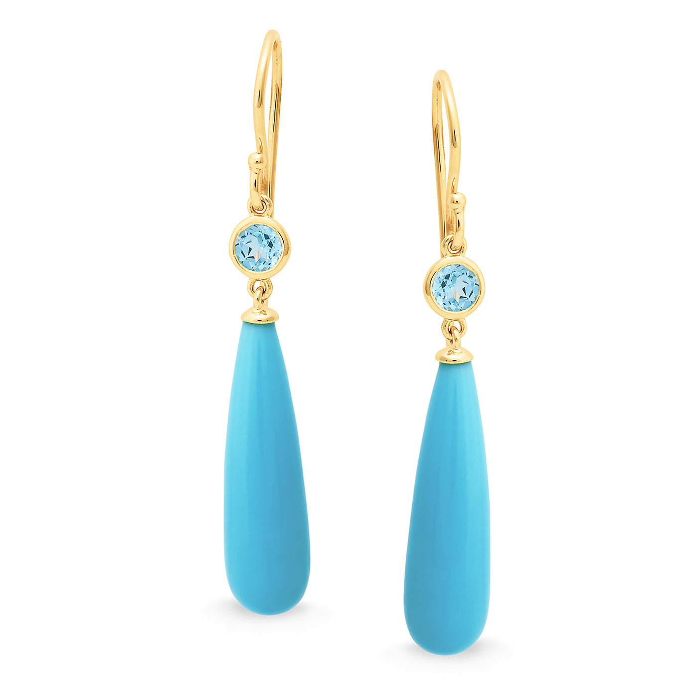 Blue Topaz & Turquoise Drop Shepherd Hook Earrings