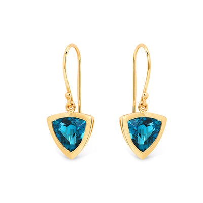 London Blue Topaz Bezel Set Coloured Stone Earrings