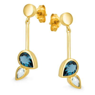 London Blue Topaz Bezel Set Drop Earrings