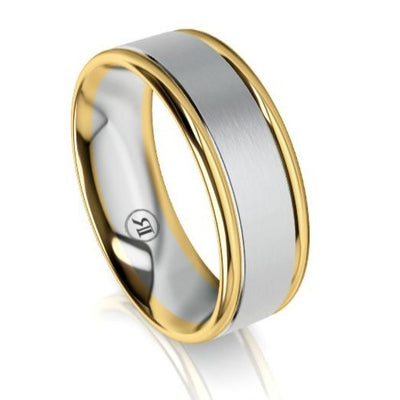 The Winston Yellow Gold and White Gold Centered Wedding Ring