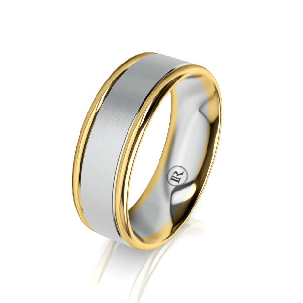 The Winston Yellow Gold and White Gold Centered Wedding Ring
