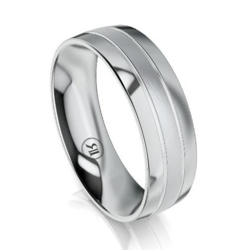 Dual Grooved Platinum Wedding Ring