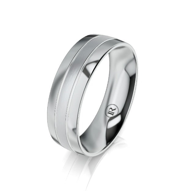 Dual Grooved Platinum Wedding Ring