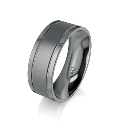 The Winchester Flat Dual Grooved Tantalum Wedding Ring