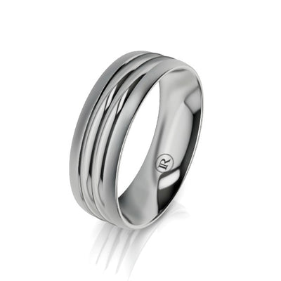 Rounded Grooved Palladium Wedding Ring
