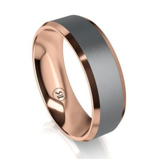 The Vanguard Tantalum and Gold Bevelled Edge Wedding Ring
