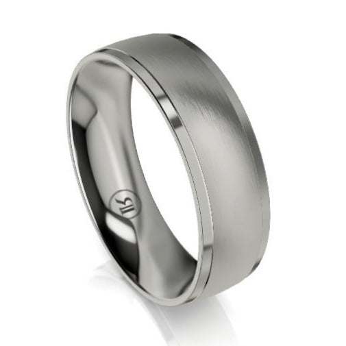 The Dunkirk Two Tone Polished and Brushed Titanium Wedding Ring