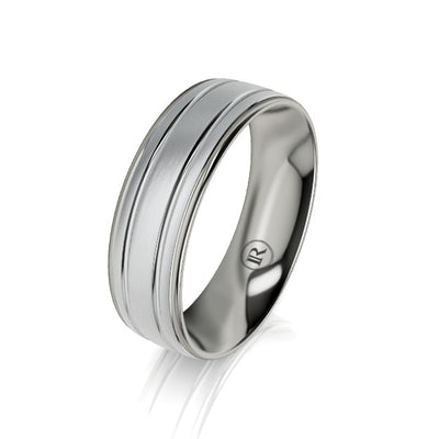Centered Dual Grooved Titanium Wedding Ring